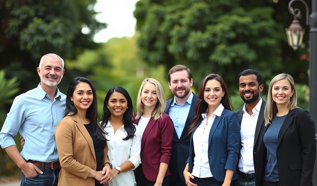 Fotografie de grup a echipei Naturavitalb într-un cadru natural, zâmbind și interacționând.