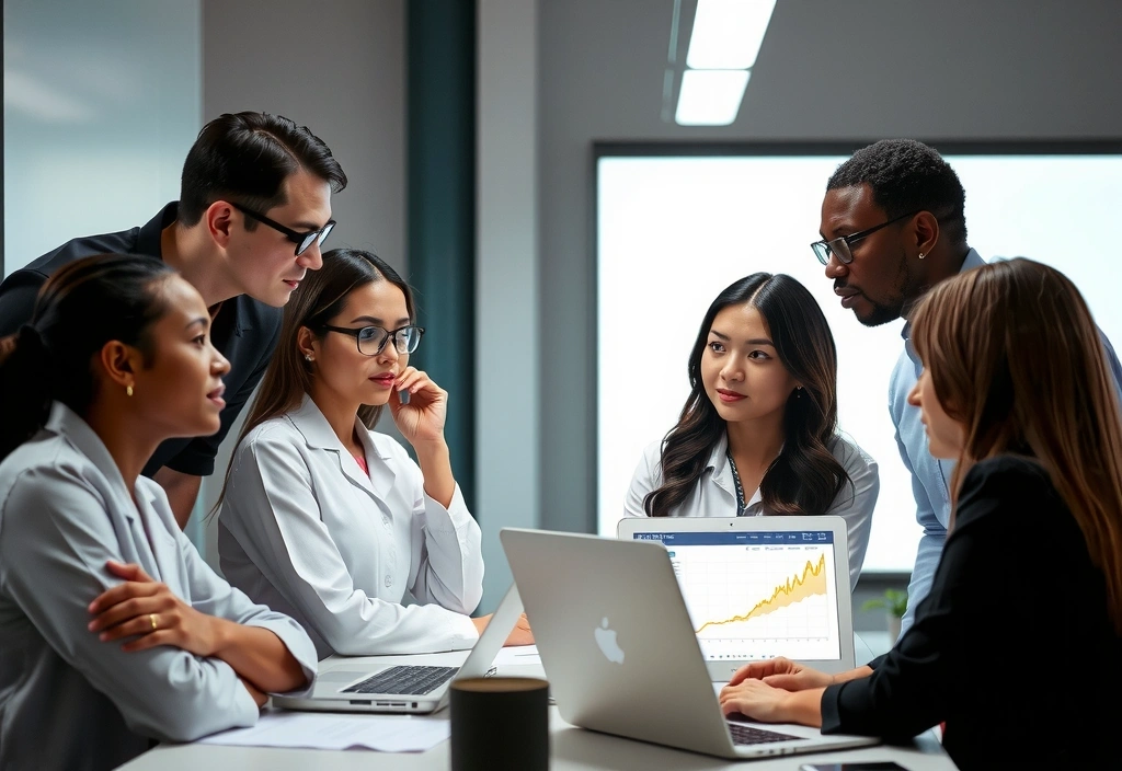 Oameni care lucrează împreună într-un laborator modern, simbolizând inovația și cercetarea.